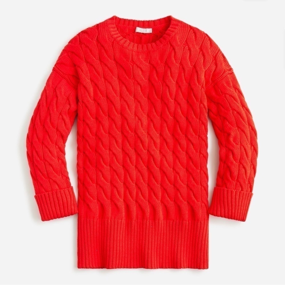 J.Crew Cotton Cable-Knit Side-Slit Crewneck Sweater Size S - M - Picture 11 of 17